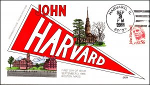 Scott 2190 56 Cents John Harvard Collins Hand Painted FDC