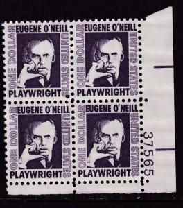 United States 1965  $1. Eugene O'Neill Plate Number Block  VF/NH