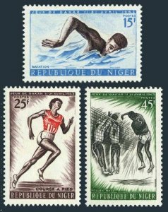 Niger 114-116,MNH.Mi 31-33. Friendship Games 1963: Runner, Volleyball, Swimming.