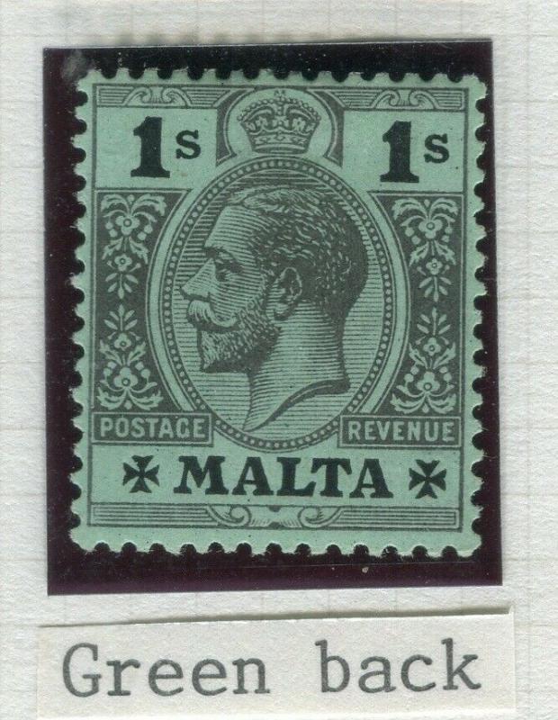 MALTA; 1914 early GV issue fine Mint hinged Shade of 1s. value