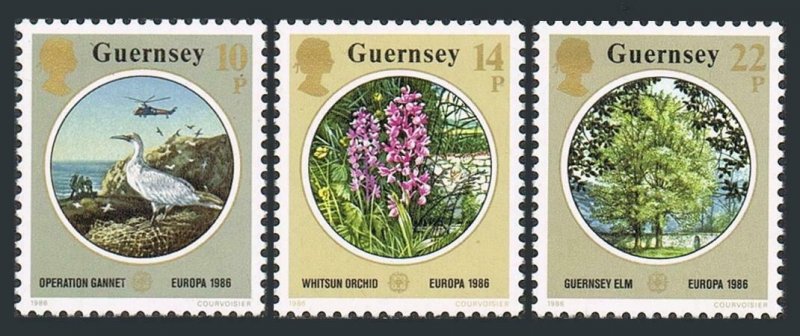 Guernsey 331-333,MNH.Michel 358-360. EUROPE CEPT-1986:Gannet,Orchid,Elm,