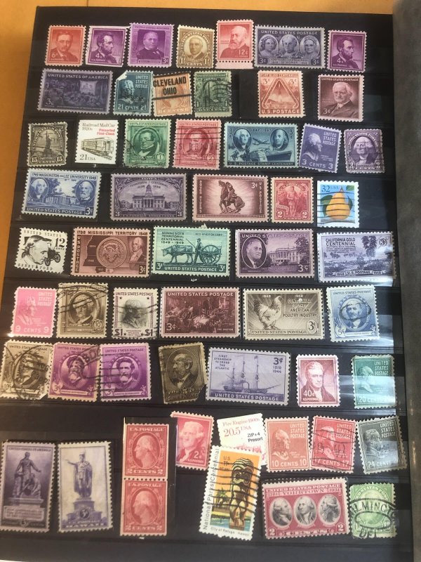 Brown Stock Book Full Of  Old U.S. Stamps & Other Countries