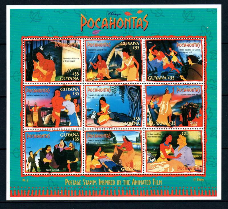 X0 Disney 691  Guyana SC# 2950 Pocahontas Mini-Sheet