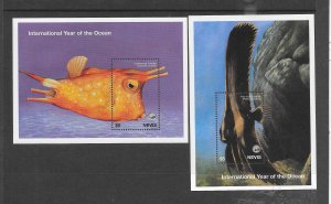 FISH - NEVIS #1094-95 YEAR OF THE OCEAN S/S MNH