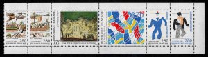 France #2415a ~ Unfolded Strip of 6 ~ French-Sweden ~ MNH, No Left Margin (1994)