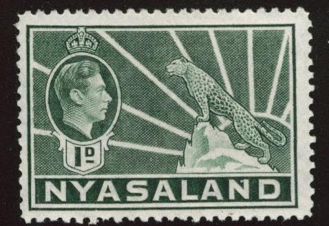 Nyasaland Protectorate Scott 55A MH* KGVI leopard stamp