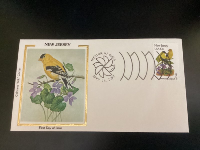 US Scott #1982 New Jersey FDC unaddressed Colorano Silk Goldfinch & Violet