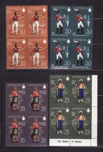 Antigua 263-266 Blocks of 4 MNH Military Uniforms