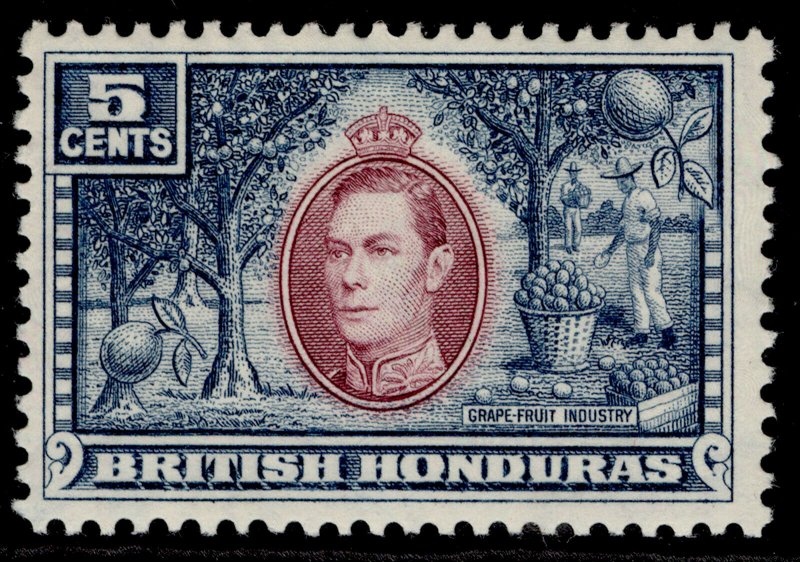 BRITISH HONDURAS GVI SG154, 5c mauve & dull blue, LH MINT. 