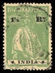 PORTUGUESE INDIA Sc 375B USED - 1920 1½r - Ceres, Ordinary paper - Perf 15 x 14