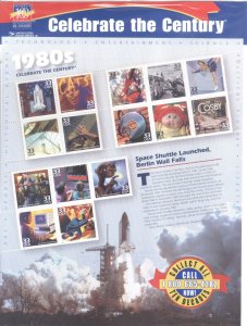 US #3190 a-o Sheet (15 stamps) MNH Celebrate the Century 1980s