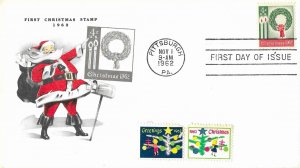 1962 FDC, #1205, 4c Christmas, Chapel