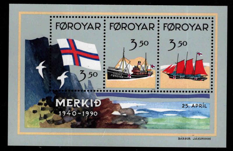 FAROE ISLANDS Scott 207 MNH** 1990 Flag souvenir sheet