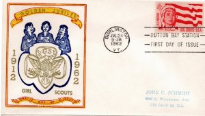 Girl Scouts cachets 1962 FDC Sc 1199: Cascade Levy 62FD-21 #K022