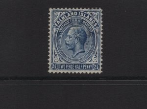 Falkland Islands 1912 SG63 2 1/2d, 13.75x14 perf MCA - used