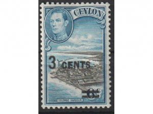 Ceylon 1940 KGVI and Views 3c On 6c Blue,Black Mint Sc#291 Sg 398 