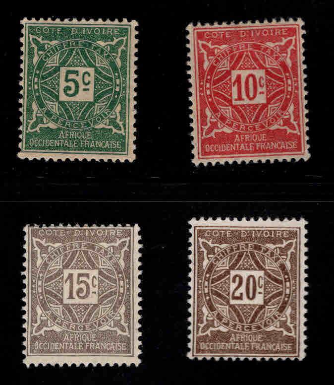 Ivory Coast Scott J9-12 MH* postage due stamps