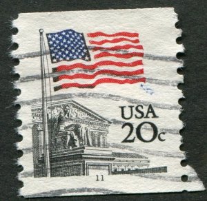 1895 20c Flag Over Supreme Court  Plate # 11 Used  XF