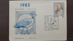 vtaeb.P) 1983 URUGUAY, CENTENARY DEATH GUISEPPE GARIBALDI, ENDEMIC BIRD, FDC XF