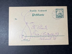 1912 German Samoa Postcard Cover Apia to Trier Germany