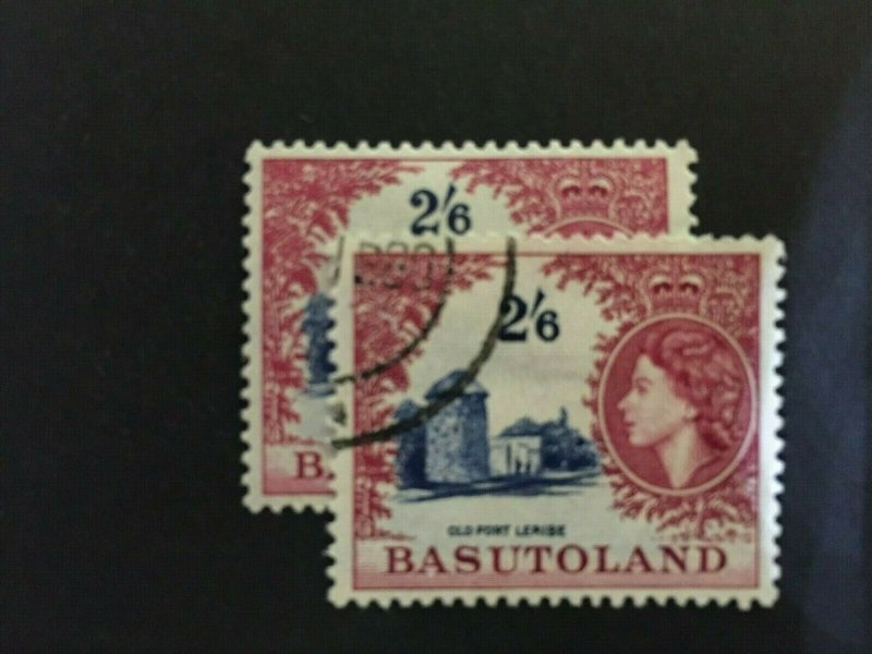 Basutoland: 1954, Queen Elizabeth definitive 2/6, crimson lake shade, SG 51a, FU