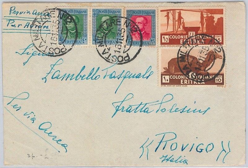 53409 - ERITREA - Postal History: ENVELOPE with cancellation MILITARY POST 12 1935-