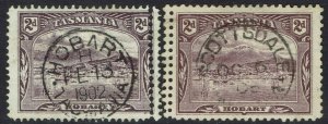 TASMANIA 1902 HOBART 2D VARIETY DOUBLE PERFS WMK V/CROWN PERF 12½ AND PERF 11