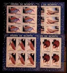 ROMANIA Sc 4225-8 NH MINISHEETS OF 1998 - BIRDS