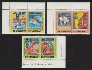 St. Vincent Olympic Games Los Angeles 6V Corners 1984 MNH SG#812=819