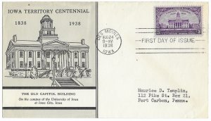 #838, 3c Iowa Territory 100th, Linprint