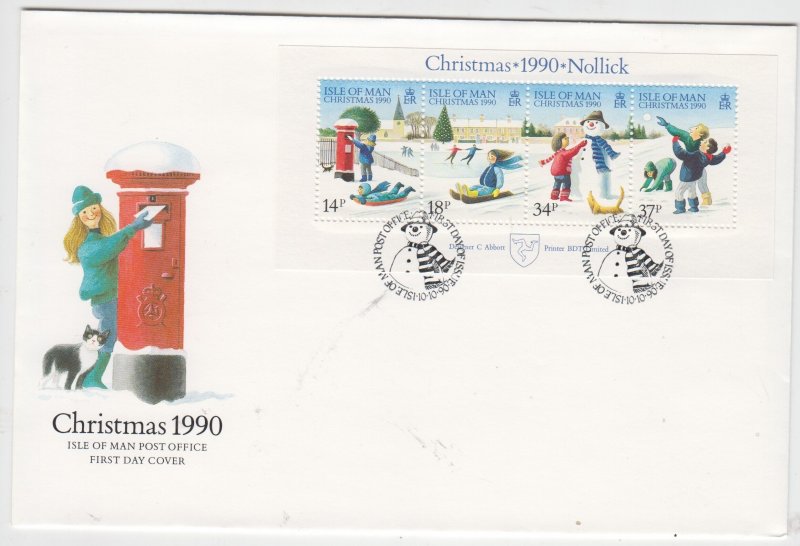 Isle of Man -1990  Christmas  Miniature sheet  on FDC