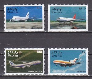 Maldives, Scott cat. 2313-2316. Various Airplanes issue.