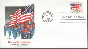 US  2528   FDC    FLAG & OLYMPIC RINGS, FLEETWOOD CACHETS 1991