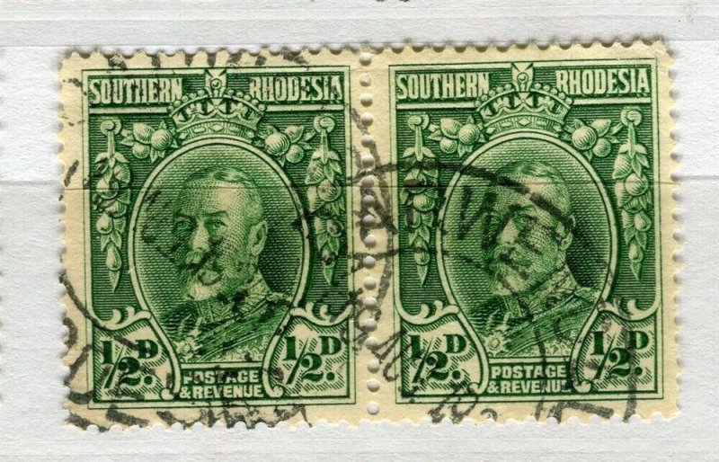 RHODESIA; 1930s early GV portrait type used 1/2d. POSTMARK PAIR