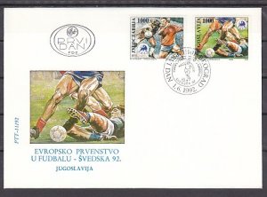 Yugoslavia, Scott cat. 2161-62. European Football-Soccer issue. First day Cover.