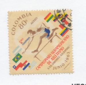 Colombia 1963 - Scott C452 used - 80c,Athletic Games emblem