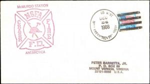 1988 US NAVY ANTARCTIC CACHET FOR FIRE DEPARTMENT