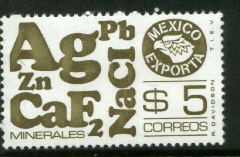 MEXICO Exporta 1120, $5P Minerals Fluor Paper 6. MINT, NH. F-VF.