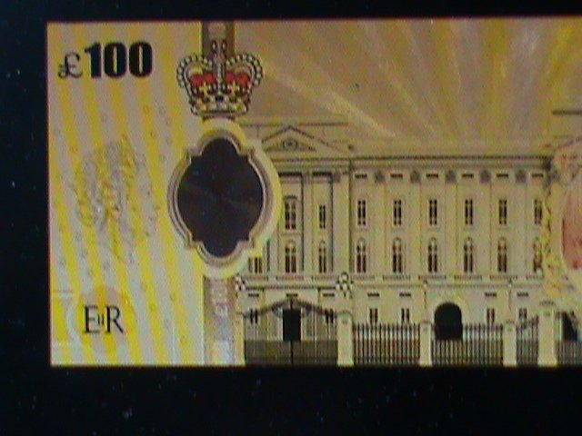 ​UNITED KINDOM-QUEEN ELIZABTH II 24 KARAT GOLD REPLICA $100 -VF WITH CERTIFICATE