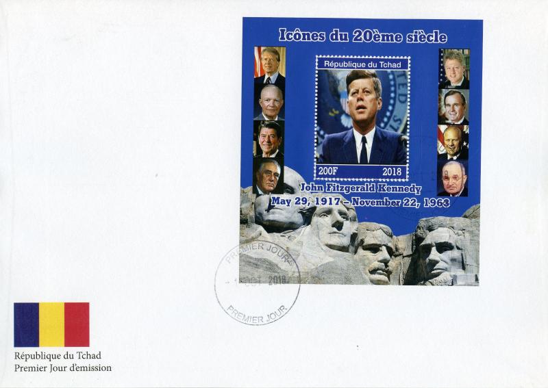 Chad 2018 FDC JFK John F Kennedy 1v M/S Cover US Presidents Famous People Stamps 