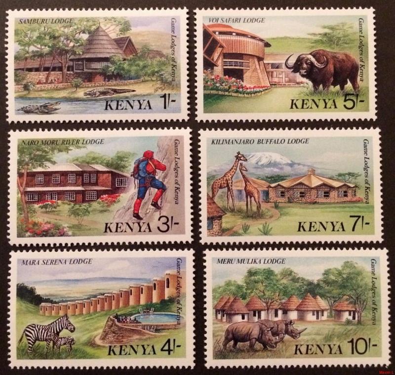 Kenya 1988** Mi.431-36. Game Lodges of Kenya [20;40] 