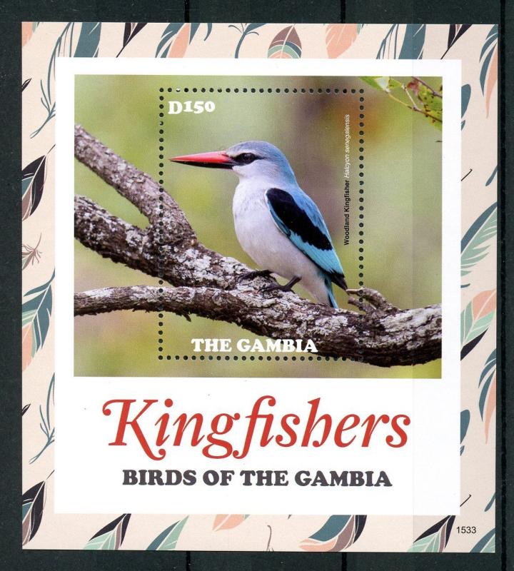 Gambia 2015 MNH Kingfishers Birds of Gambia 1v S/S Woodland Kingfisher Stamps