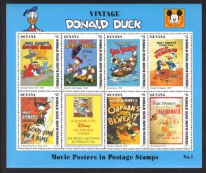 Guyana-Disney VINTAGE OF DONALD DUCK MOVIES #1-VFNH 7 Stamps