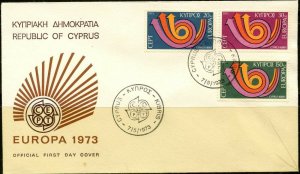 CYPRUS Sc#396-398 FDC 1973 Europa Complete Set VF