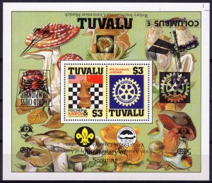 Tuvalu 1986  500th.Ann.Disc.America-CHESS S/S INVERTED ovpt.1986  MNH