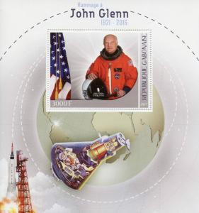 Gabon 2017 MNH John Glenn Tribute 1v S/S Space Shuttle Astronauts Stamps