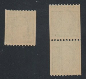 448, Mint  NH 1¢  Coil Pair plus single ⭐⭐⭐⭐⭐