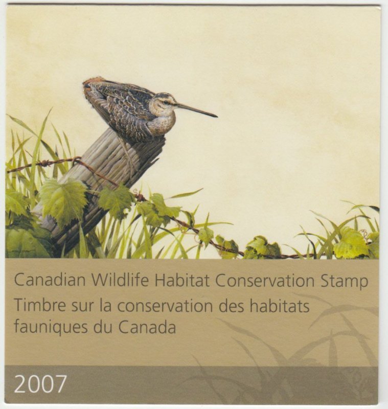 Canada - #FWH23  2007 Wildlife Conservation Stamp Booklet - Wilsons Snipe