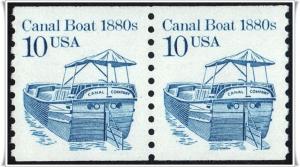 SC#2257 10¢ Canal Boat Coil Pair MNH