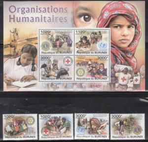 Burundi 926-30 Lions Club, Rotary International, Red Cross and UNICEF Mint NH